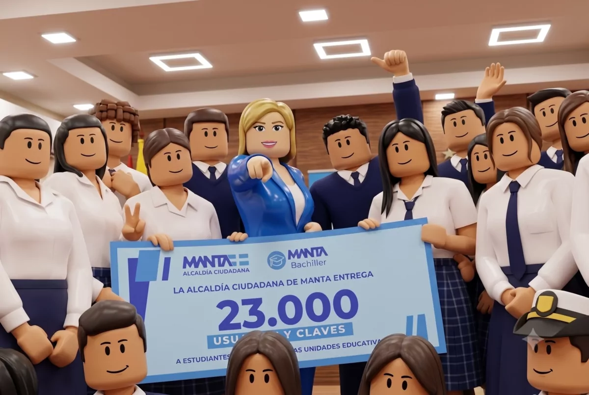 Estudiantes de Manta recibiendo sus claves de acceso a la plataforma